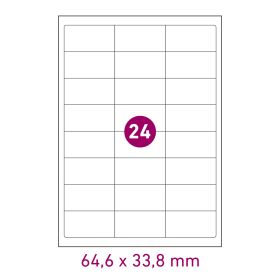 DIN A4 Bogenetiketten Papier 64,6 x 33,8 mm