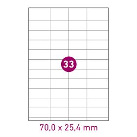 DIN A4 Bogenetiketten Papier 70 x 25,4 mm
