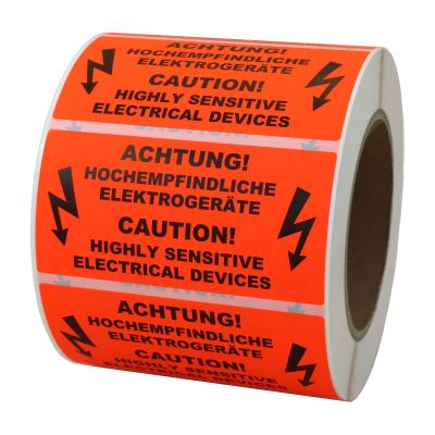 Hinweisetiketten "Achtung! Hochempfindliche Elektrogeräte"