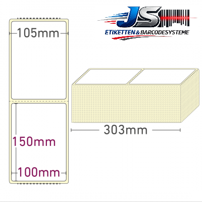 Thermo-Etiketten 100x150 mm permanent haftend, leporello gefalzt
