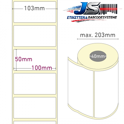 Thermo-Etiketten 100x50 mm permanent haftend