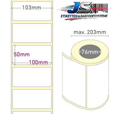 Thermo-Etiketten 100x50 mm permanent haftend