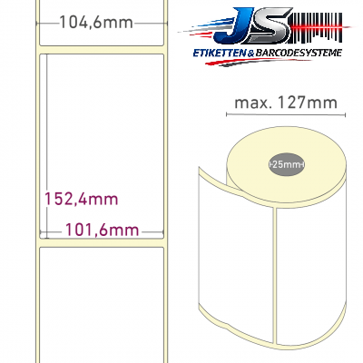 Thermo-Etiketten 101,6 x 152,4 mm permanent haftend