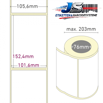 Thermo-Etiketten 101,6 x 152,4 mm permanent haftend