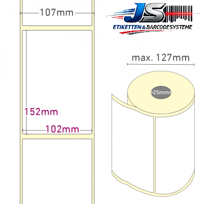 Thermo-Etiketten 102 x 152 mm permanent haftend