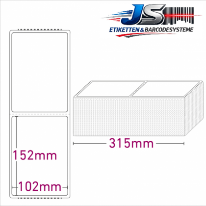 Thermo-Etiketten 102 x 152 mm permanent haftend