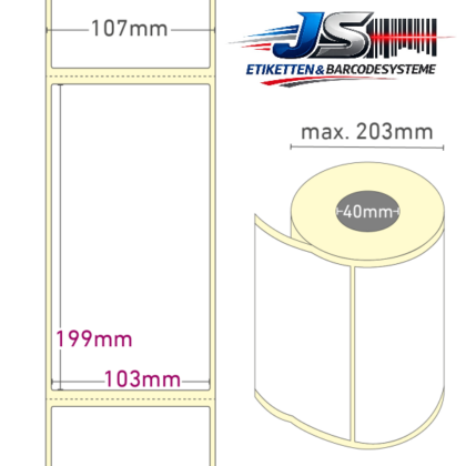 Thermo-Etiketten 103 x 199 mm permanent haftend