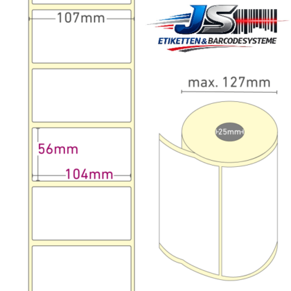 Thermo-Etiketten 104 x 56 mm permanent haftend