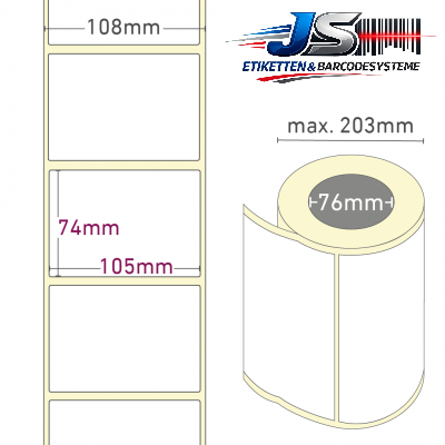Thermo-Etiketten 105 x 74 mm permanent haftend
