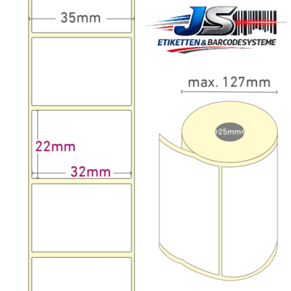 Thermo-Etiketten 32 x 22 mm permanent haftend