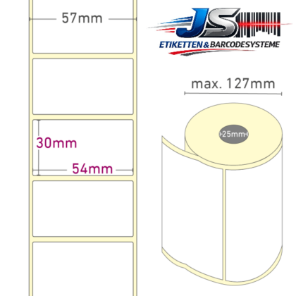 Thermo-Etiketten 54 x 30 mm permanent haftend