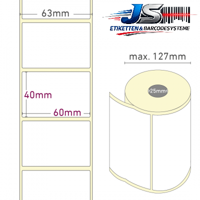 Thermo-Etiketten 60 x 40 mm permanent haftend