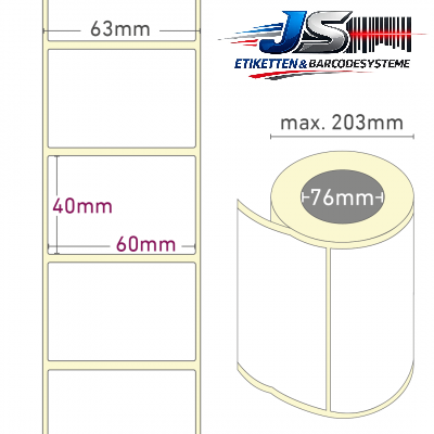 Thermo-Etiketten 60 x 40 mm permanent haftend