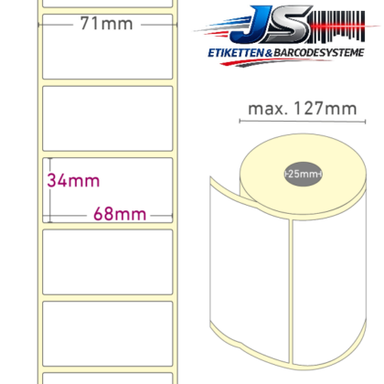 Thermo-Etiketten 68 x 34 mm permanent haftend