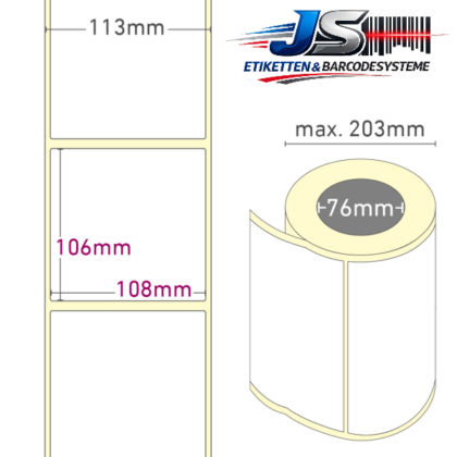 Papier Etiketten 108x106 mm permanent haftend