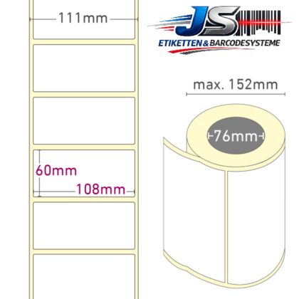 Papier Etiketten 108x60 mm permanent haftend