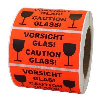 Hinweisetiketten "Vorsicht Glas!"