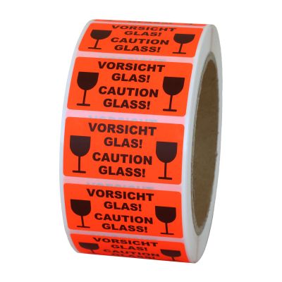 Hinweisetiketten "Vorsicht Glas!"