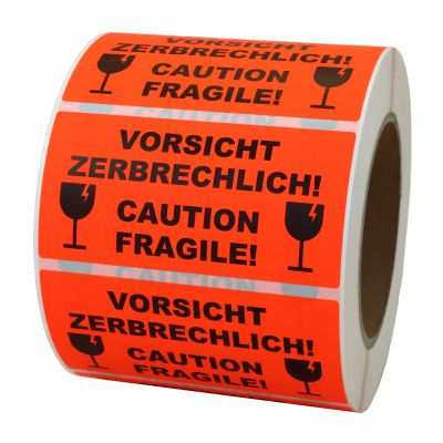 Hinweisetiketten "Vorsicht Zerbrechlich!"