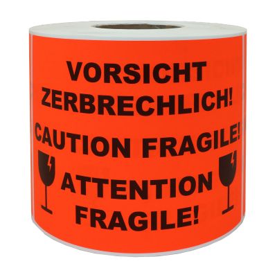 Hinweisetiketten "Vorsicht zerbrechlich! Caution fragile!",