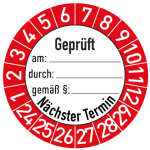 Prüfplakette geprüft am - durch - nächster Termin